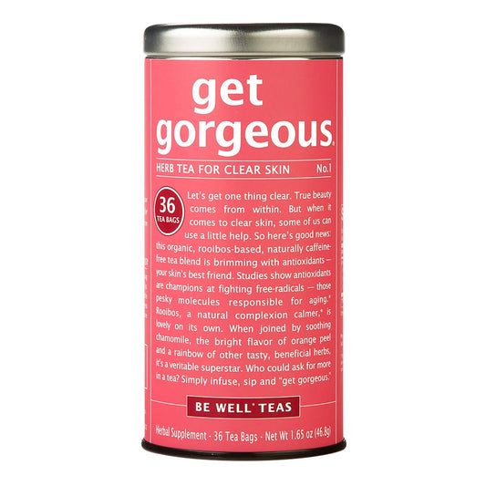 The Republic of Tea Be Well Get Gorgeous No. 1 Herbal Tea, 36 Count | Caffeine Free. Suitable for day or evening sipping