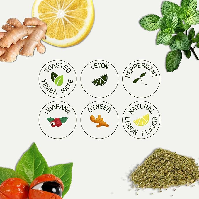 Kura Klub Yerba Mate Energy Glow Tea – Premium Energy Herbal Tea with Guarana, Ginger & Peppermint for Digestion, Gut Health & Satiety – Jitter-Free, No Crash – 3-in-1 Wellness Blend – Caffeine Alternative, No Microplastics – 14 Premium Teabags