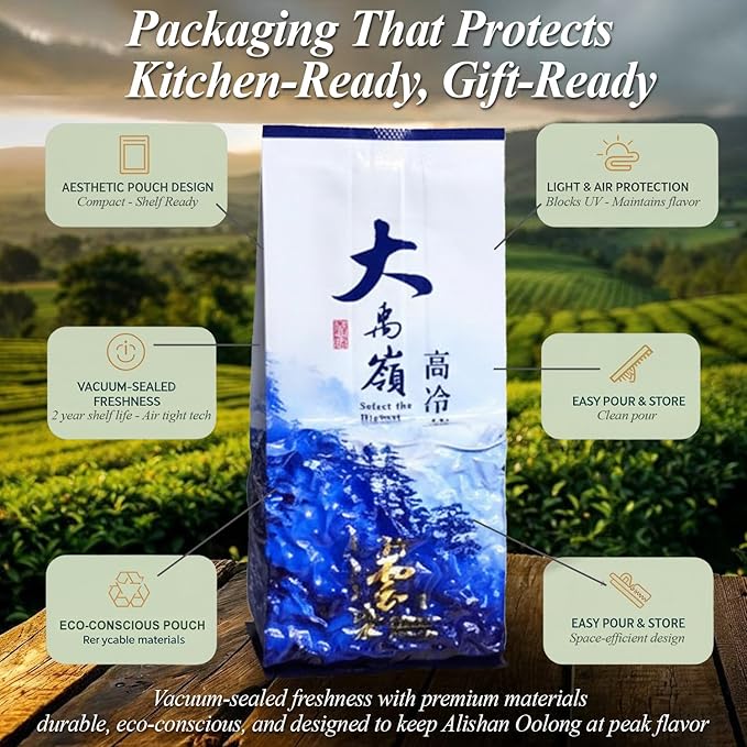ZONE - 365 Oolong Loose Leaf Tea from Taiwan Alishan District - High Mountain Premium Quality in Aesthetic Tin, 70 Cups Fresh Smooth Unsweetened Loose Tea - 150 Gram (pack of 2)