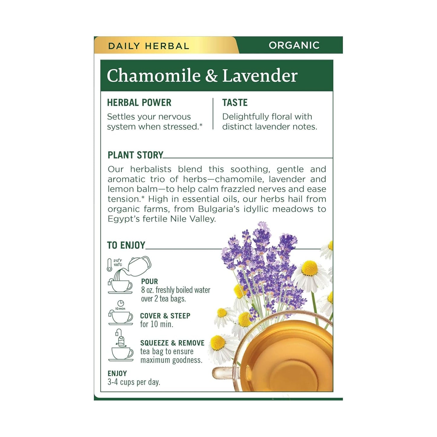 Traditional Medicinals Organic Chamomile with Lavender Herbal Tea, 16 Tea Bags (Pack of 1)