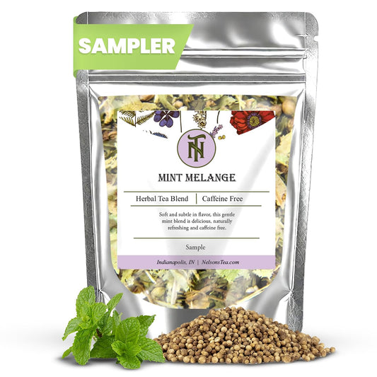 Nelson's Tea Mint Melange Spearmint Green Loose Leaf Tea, Sample 0.3 oz | Rooibos Herbal • Caffeine Free • Tea • Loose Leaf Tea • Mint Melange Spearmint Echinacea Green Loose Leaf Tea, 2 oz