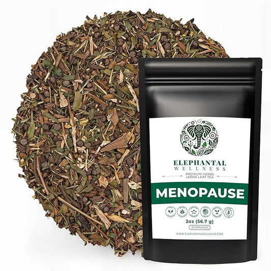 Elephantal Wellness Herbal Tea – Chaste Berry, Red Clover, Black Cohosh & Valerian – Caffeine-Free Loose Leaf, 2oz (20 Servings)