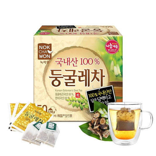 [Nokchawon] Korean Grain Tea, Roasted Solomon's Seal &amp; Brown Rice Tea Bags, Caffeine Free Herbal Blend for Digestion &amp; Hydration, 50 Count
