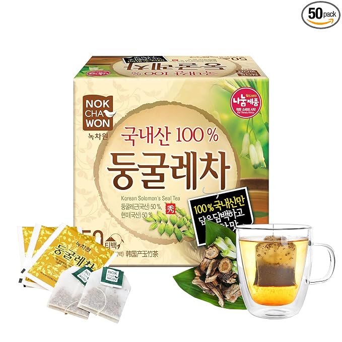 [Nokchawon] solomon seal tea & Brown Rice Tea | Toasted Korean Herbal Tea Blend | Nutty & Savory Flavor, korean food, Caffeine-Free, 50 Bags, 2.1oz(60g)