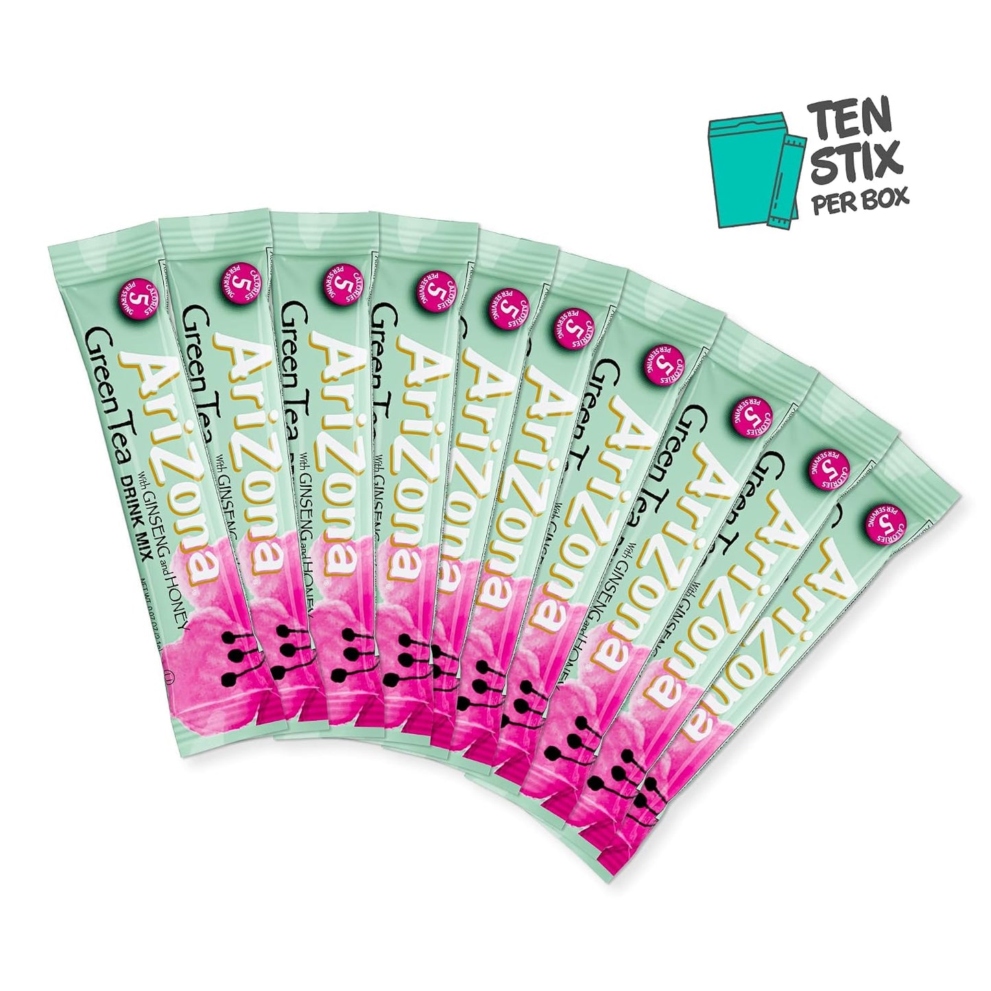 AriZona Green Tea On-the-Go Powder Drink Mix 0.07oz 10ct Box (12 Pack)