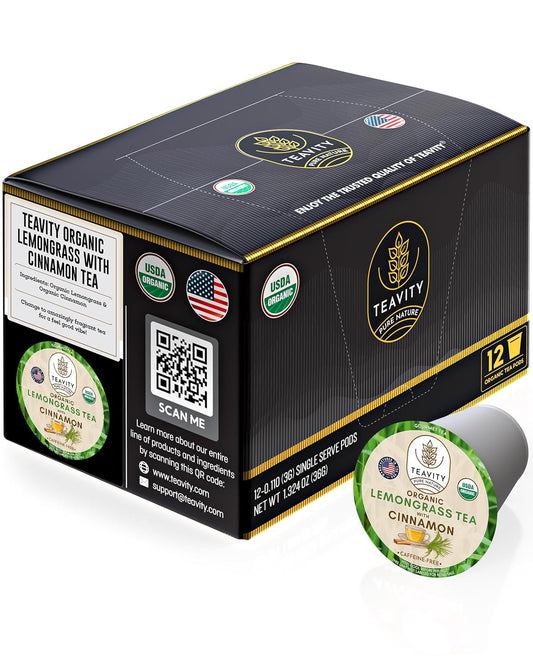 Teavity Organic Lemongrass and Cinnamon Tea Pods for Keurig - 24 Pods