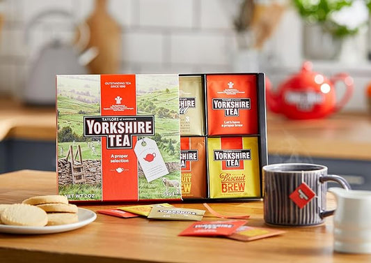 Yorkshire Tea Assorted Teas Sampler, Variety Gift Box, Individually Wrapped Bags, 20 Count (Pack of 1), Gold, Red, Caramelised & Malty Biscuit Brews, Caffeinated, Enjoy Hot or Iced, 20 Teabags