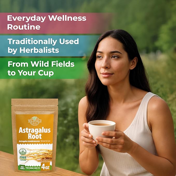 WILDFIELD HERBS 4 oz. Astragalus Root Herbal Tea – 113g Dried Astragalus Root Tea Huang Qi Raíz de Astrágalo