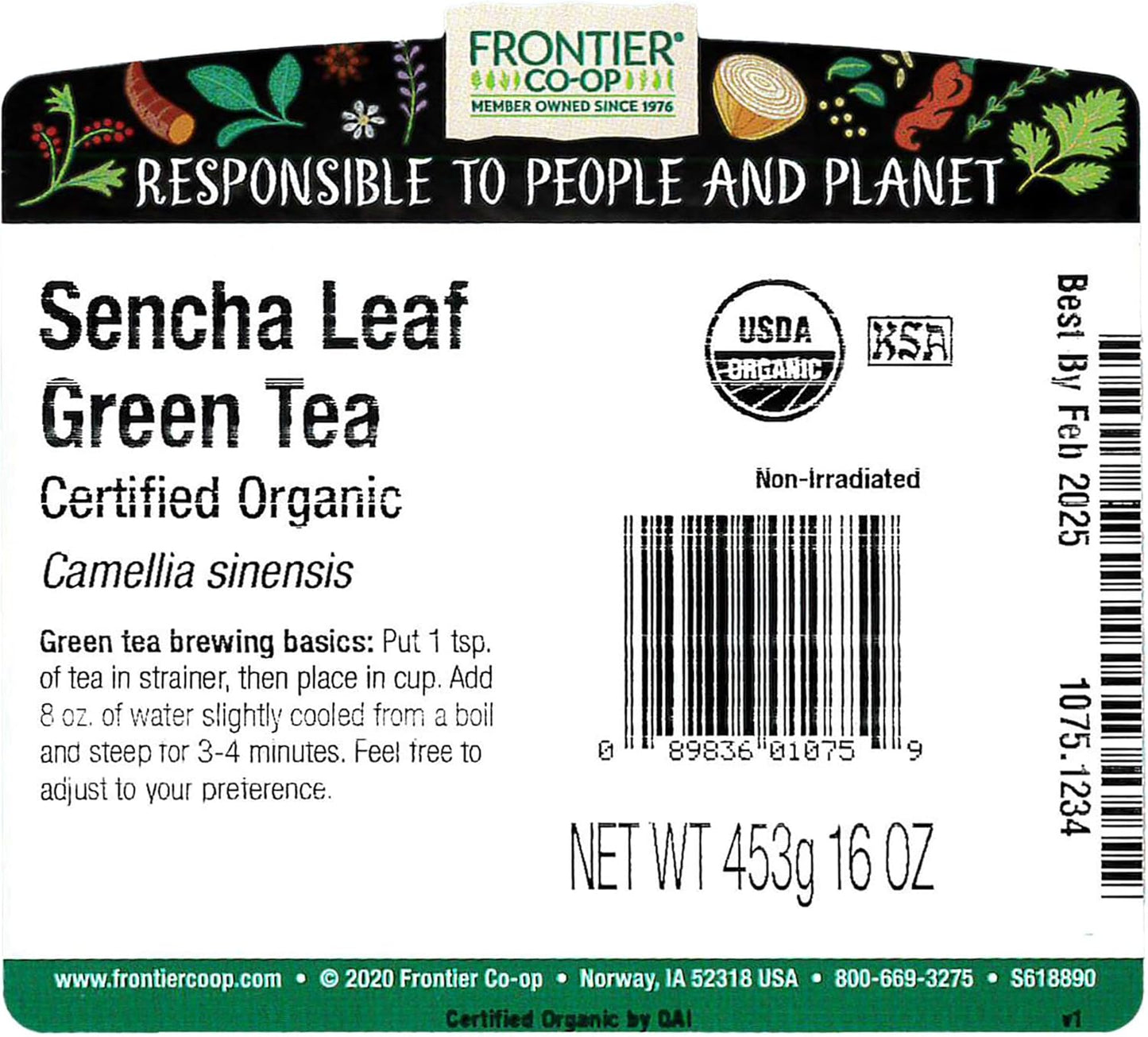 Frontier Herb Green Sencha Leaf Tea, 1 Pound