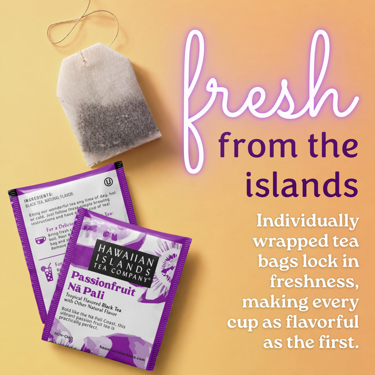 Hawaiian Islands Tea Company Passionfruit Na Pali Black Tea Bags 20 Teabags