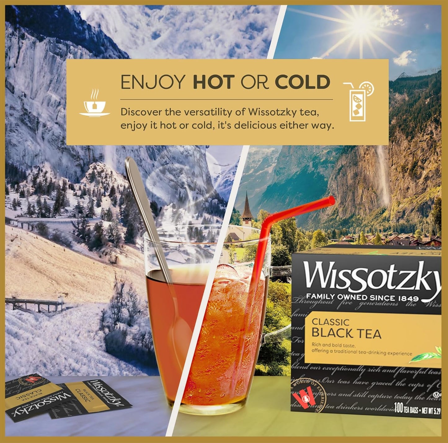 Wissotzky Classic Black Tea, 100 Tea Bags | Smooth & Full Bodied Tea | Antioxidant Rich | Rich Flavor Black Tea Bags