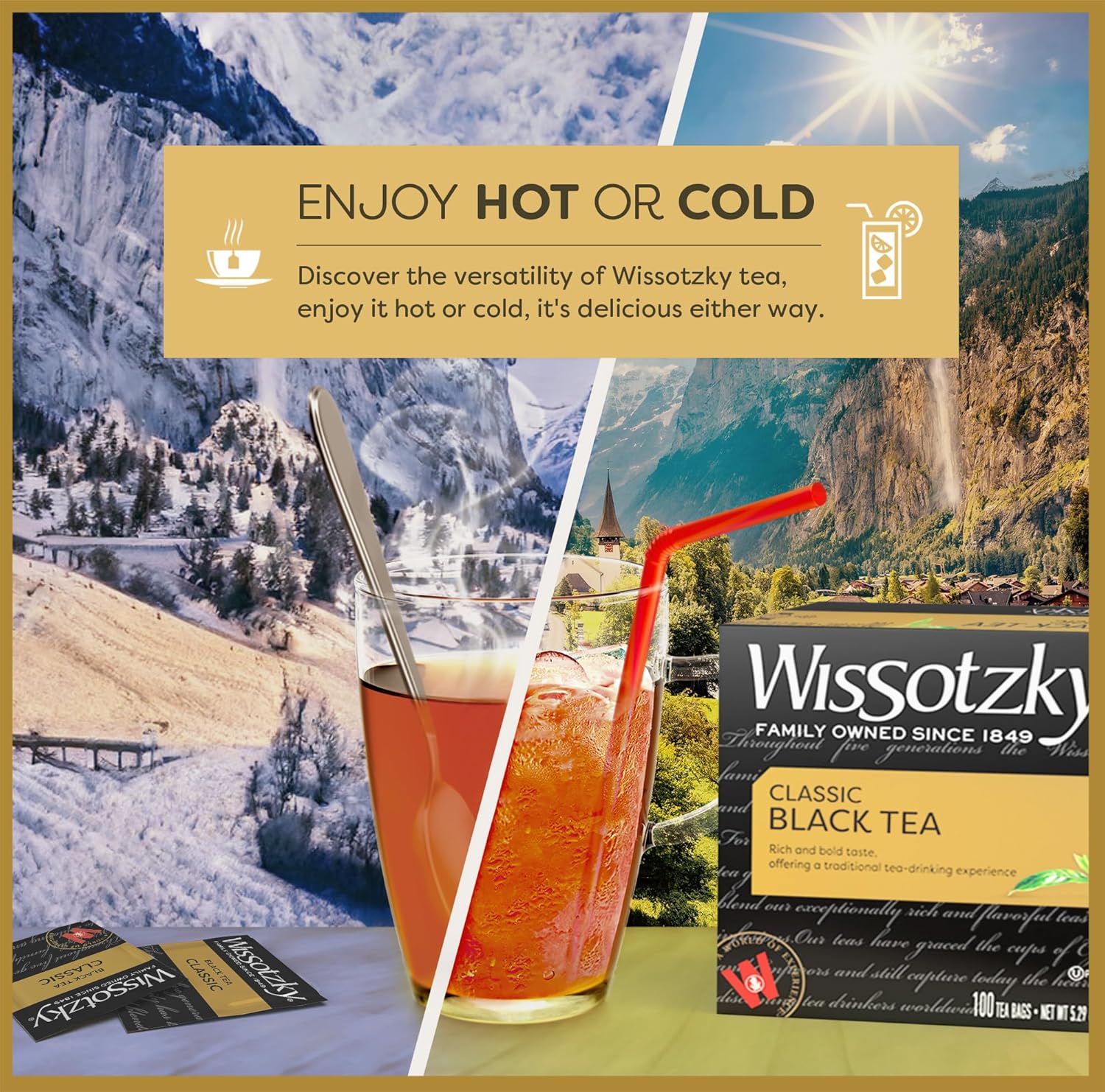 Wissotzky Classic Black Tea, 100 Tea Bags | Smooth & Full Bodied Tea | Antioxidant Rich | Rich Flavor Black Tea Bags
