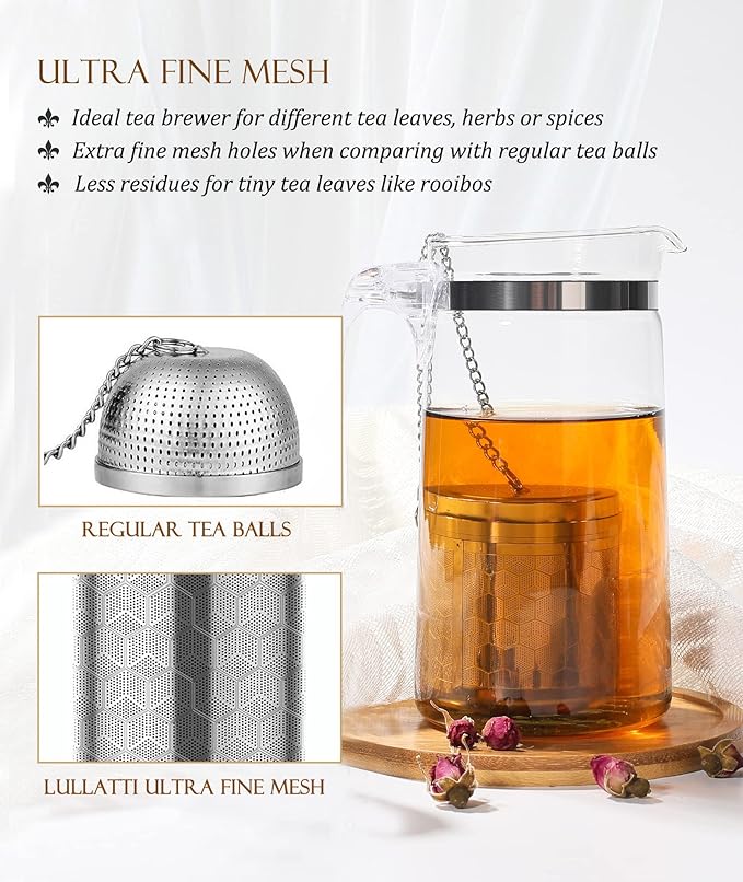 Large Tea Infuser for Loose Tea(1 Pack), 304 Stainless Steel Tea Ball Strainer, Extra Fine Mesh Tea Steeper for Brewing All Kind of Tea