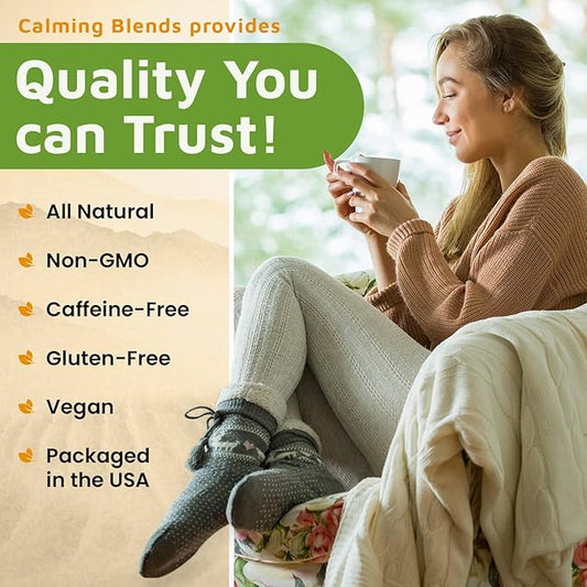 Calming Blends Diverticulitis Tea, Organic Loose Leaf Tea, Caffeine Free, 36 Cups, Made In USA