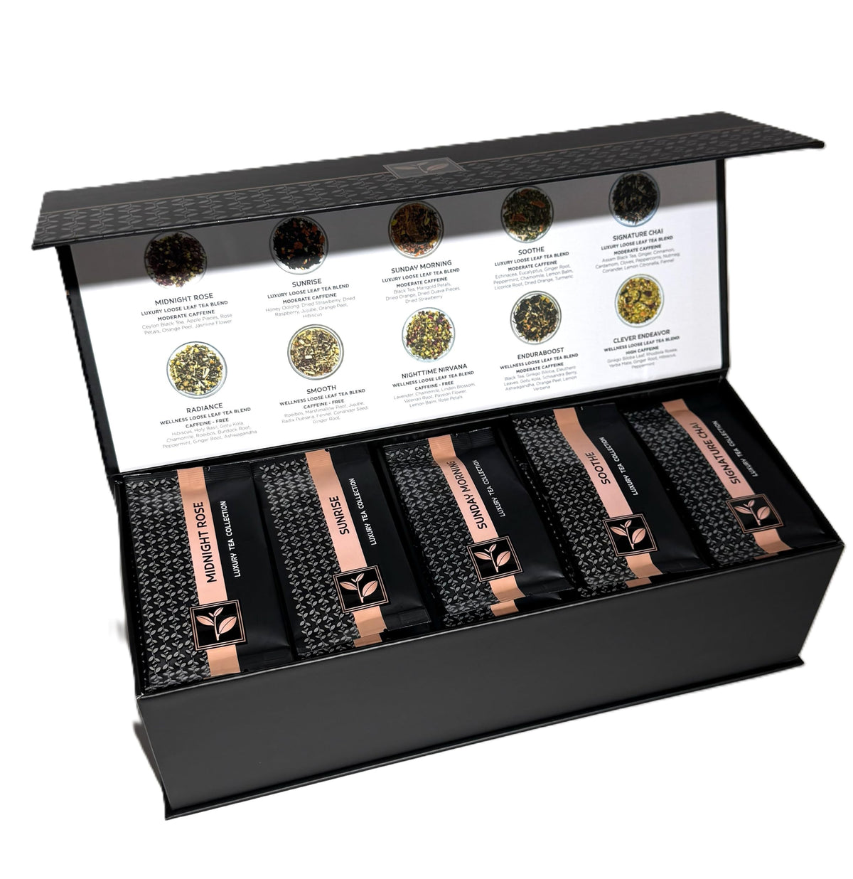 Pure And Easy Tea, Premium Tea Flight Gift Set, 30 Individual Loose Leaf Tea Packets, 10 Blend Tea Sampler, Herbal &
