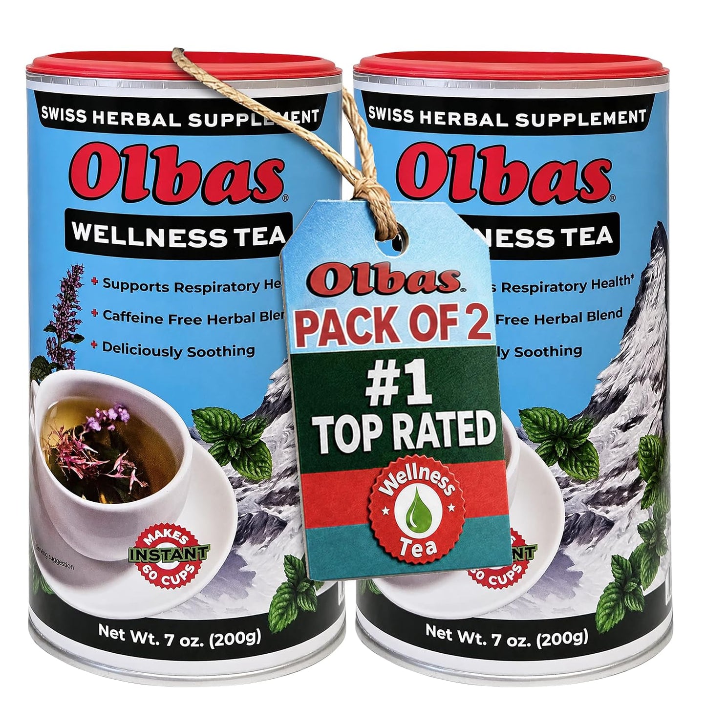 Olbas Herbal Tea 7 Ounce 2 Per Case, Swiss Herbal Blend | With 20 Soothing Herbs &amp; Essential Oils, Sore Throat and Stress Relief Tea, Warming Comfort, Calms Stomach, Power to Breathe