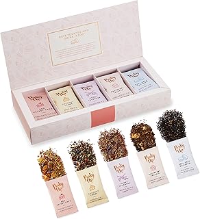Pinky Up Loose Leaf Tea Sampler Set - Calorie Free Single Serving Loose Leaf Herbal Tea Variety Gift Pack, 15 Pouches
