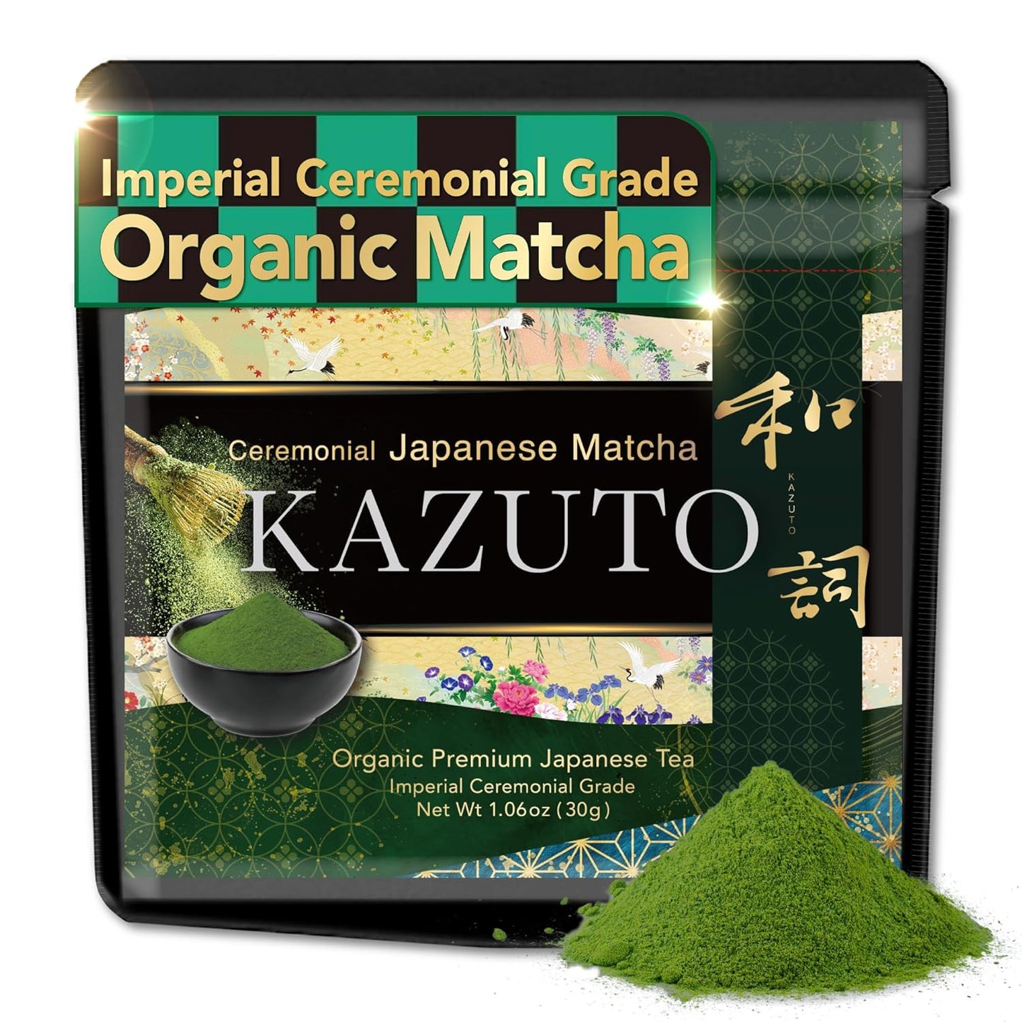 Kazuto Imperial Ceremonial Grade Matcha Green Tea Powder - Premium First Harvest Single Origin USDA Organic Gluten-Free Vegan, 100% Pure Unsweetened No Additives from Shizuoka 1.06oz