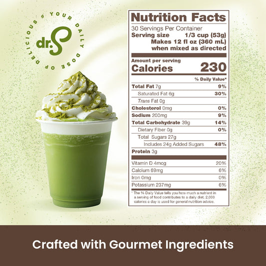 Dr. Smoothie Café Essentials Matcha Green Tea Latte Frappe Mix (3.5 lb Bag 30 Servings)
