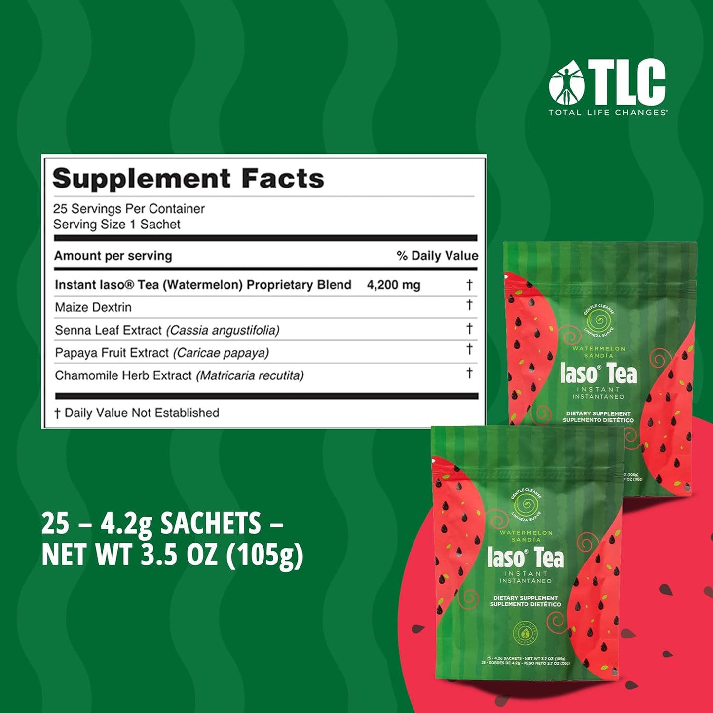 IASO Instant Tea (Watermelon) - Refreshing Cleansing Tea, Ideal for Daily Wellness - 50 Sachets