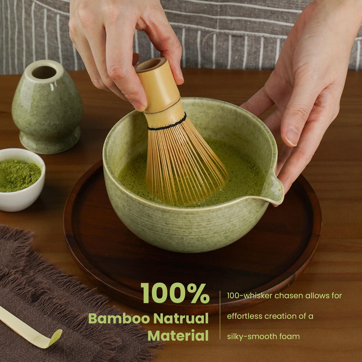 Metflavor Matcha Whisk Set, Ceramic Bowl Matcha Kit & Handcrafted Bamboo Chasen