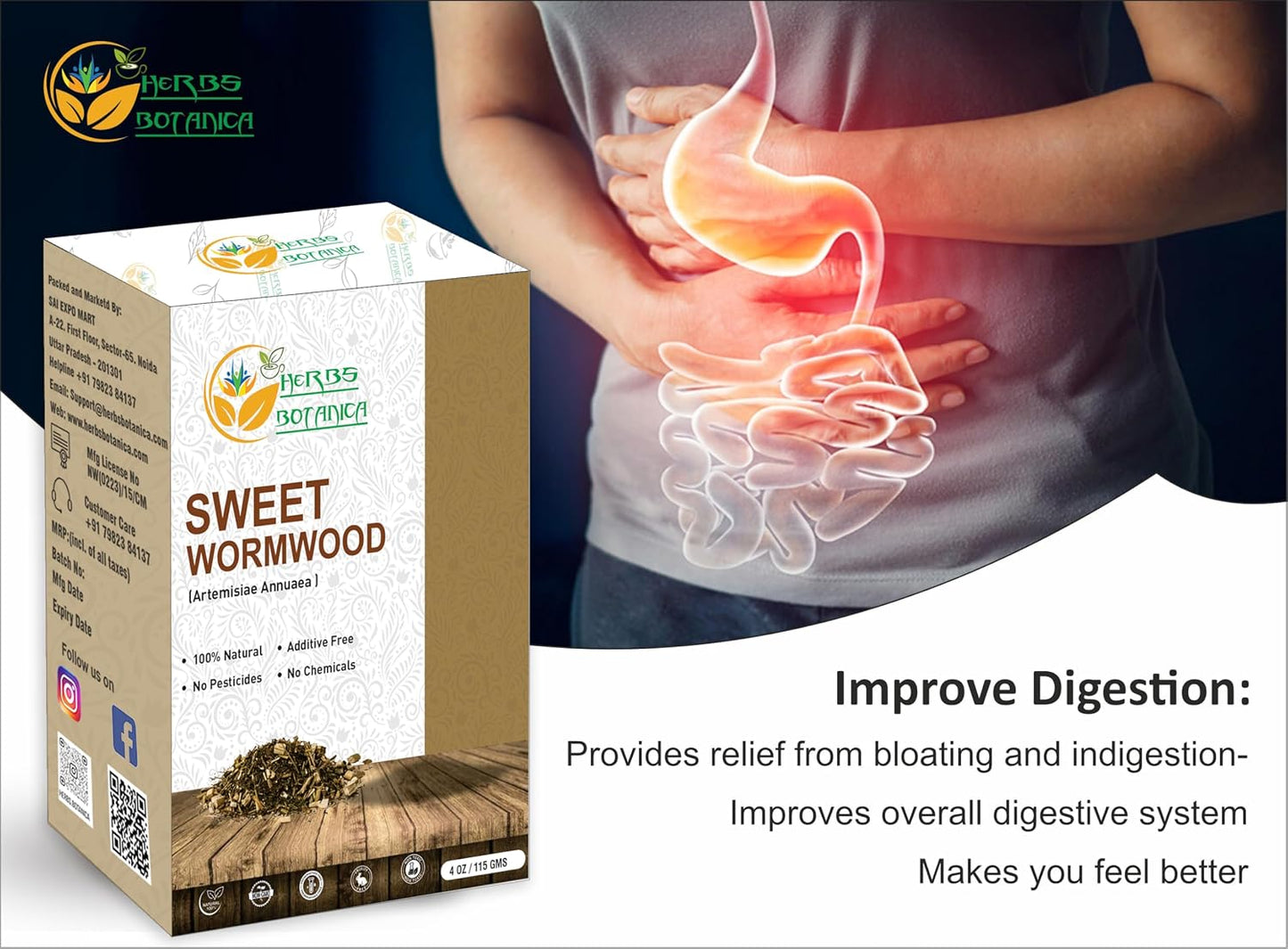 Herbs Botanica Sweet Wormwood Herb Tea 4oz Pure Artemisia Annua Loose Leaf Aromatic Sweet Annie Dried Leaves for Herbal Infusions – Caffeine Free Raw Botanical 114g