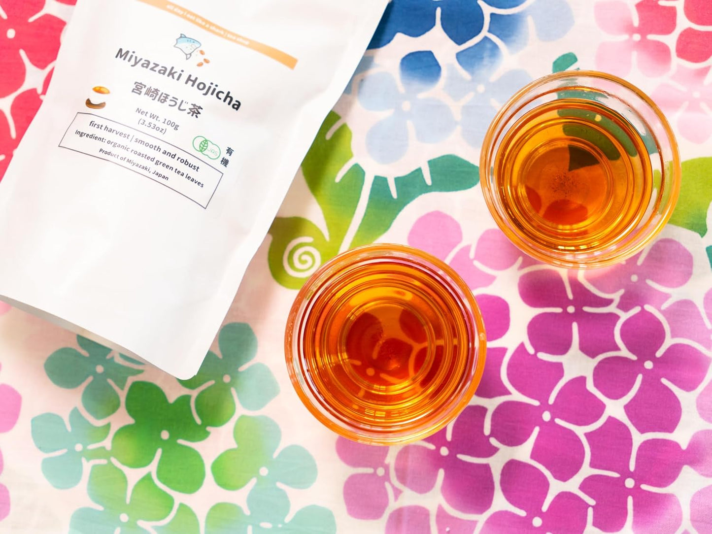 Miyazaki's Finest Organic Hojicha Loose Leaf tea - JAS Certified, Non-GMO, No-additives, Authentic Japanese Origin, 100% Pure Premium Hojicha (roasted green tea) leaves, 100 gram bag