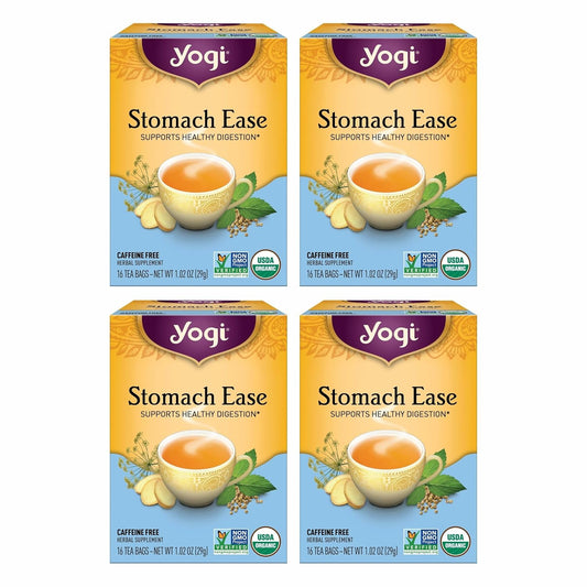 Yogi Tea Stomach Ease - 16 Bags per Pack (4 Packs) - Digestive Tea to Help Soothe & Calm the Stomach - Includes Licorice, Fennel, Ginger