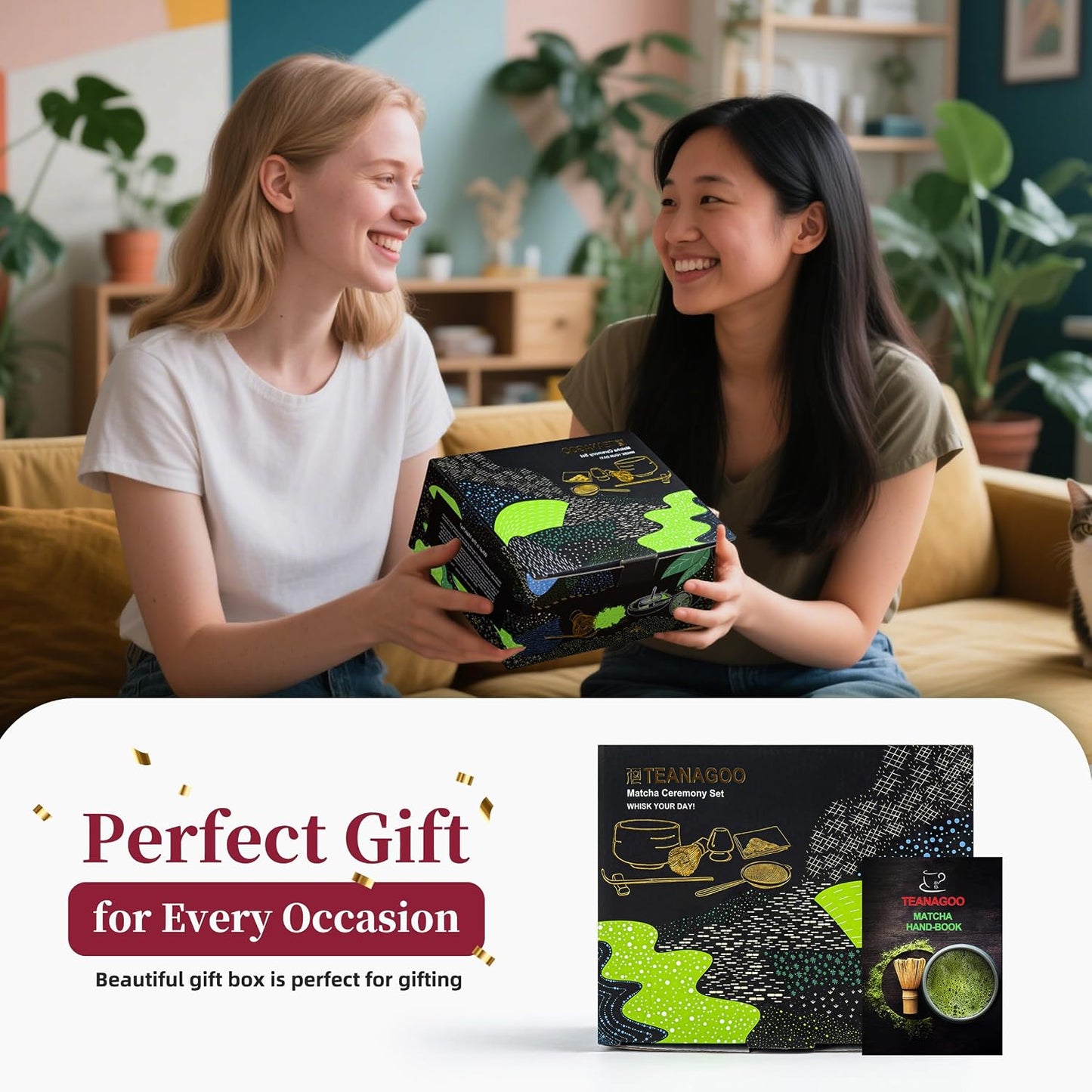 TEANAGOO Matcha Whisk Set,7 Pcs Matcha Set,Matcha Kit for Ceremony,Matcha Tea Set for Making Breakfast/Latte,Starter Kit Set and Bowl with All Accessories,Gift for Friend/Family