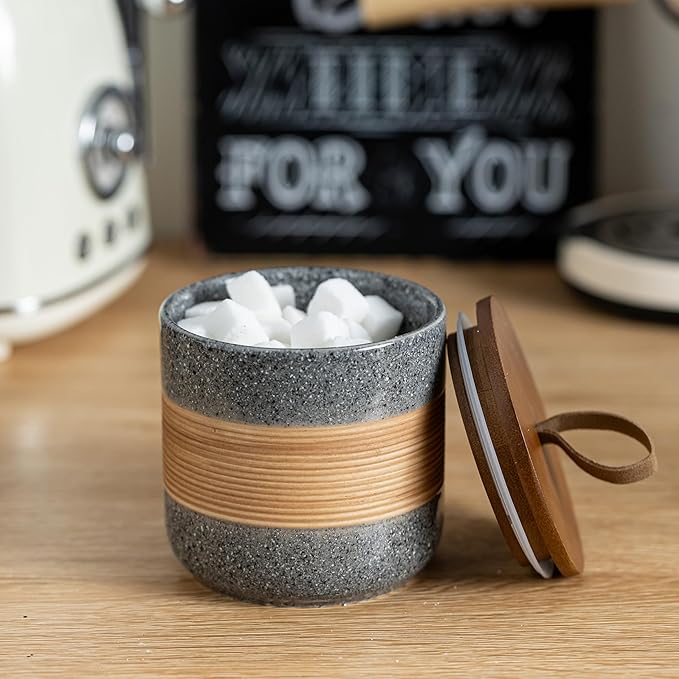 Small Ceramic Jar with Lid, Coffee Container, Coffee Canisters with Airtight Lids Kitchen Food Storage Jars for Spice Sugar Tea Bag