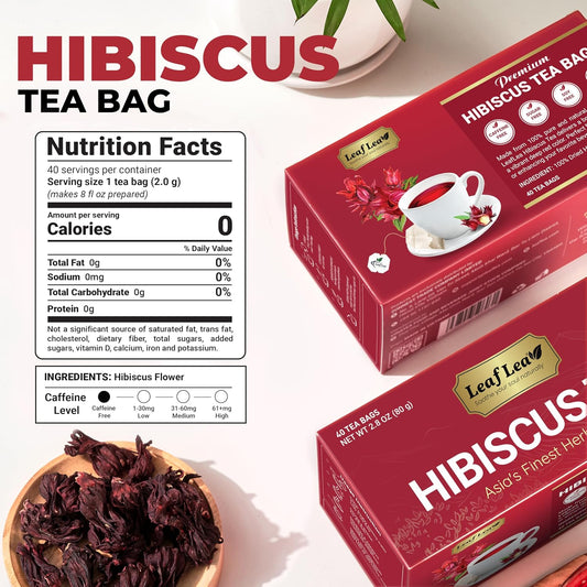 LeafLea Premium Hibiscus Flowers Tea Bags, Rich Flavor &amp; Color, 240 Count
