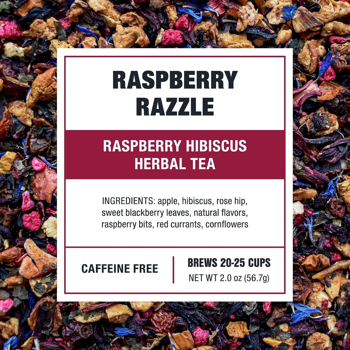 Tiesta Tea - Raspberry Razzle Tea, Loose Leaf | Raspberry Hibiscus Herbal Tea, Premium Caffeine-Free Tea Blend, Make Hot or Iced &amp; Up to 25 Cups, 2 oz Resealable Pouch