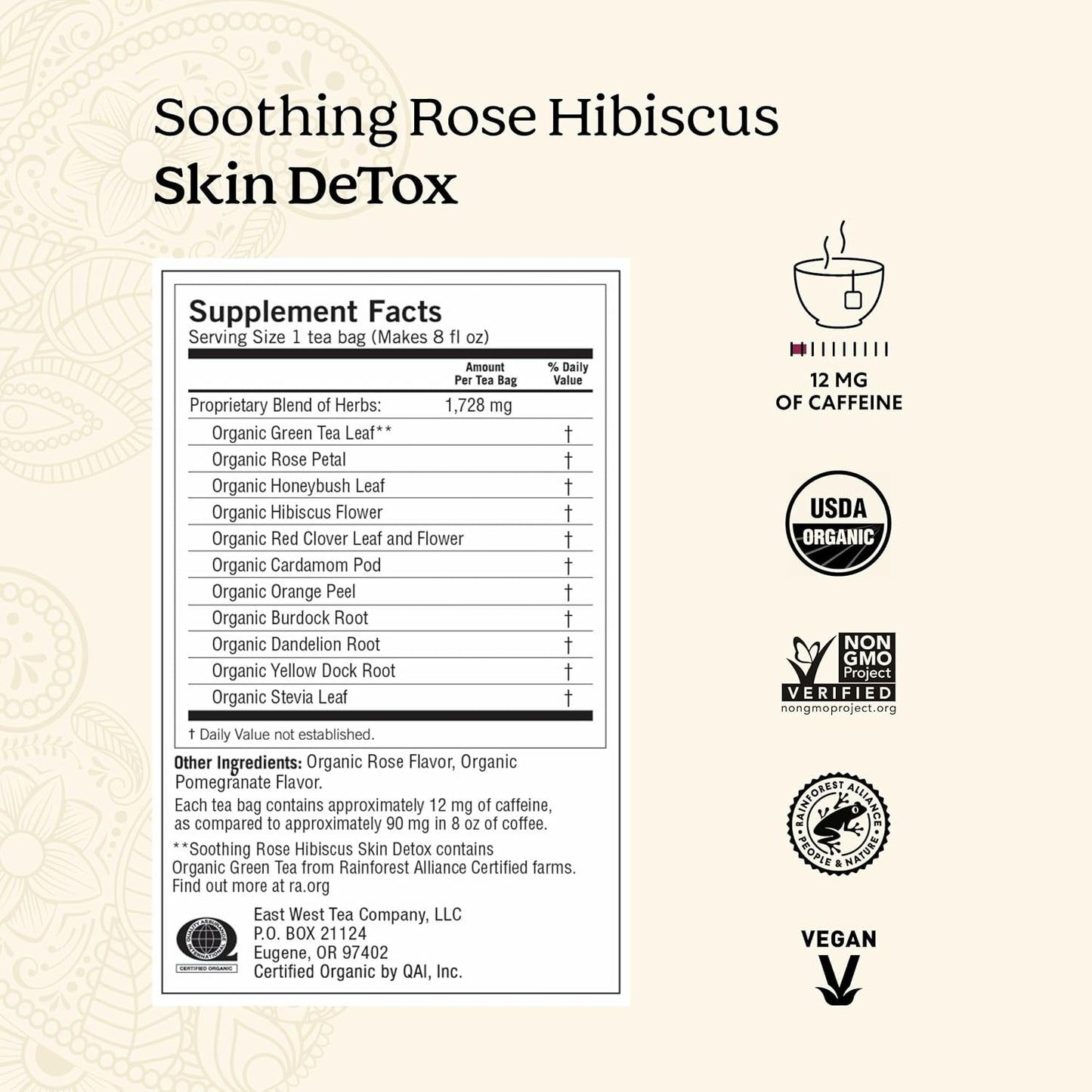 Yogi Tea Soothing Rose Hibiscus Skin DeTox Tea - 16 Tea Bags per Pack (6 Packs) - Organic DeTox Tea to Support Skin Health - Includes Green Tea Leaf, Rose Petal, Honeybush Leaf, Hibiscus & More