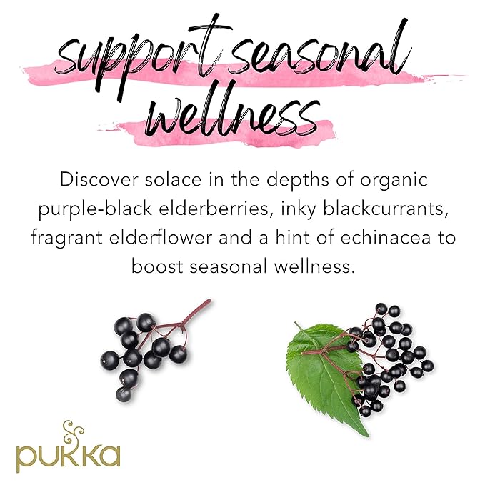 Pukka Elderberry & Echinacea Organic Herbal Tea, Perfect for Wellness Support, Caffeine Free, 20 Total Tea Bags (Pack of 2)