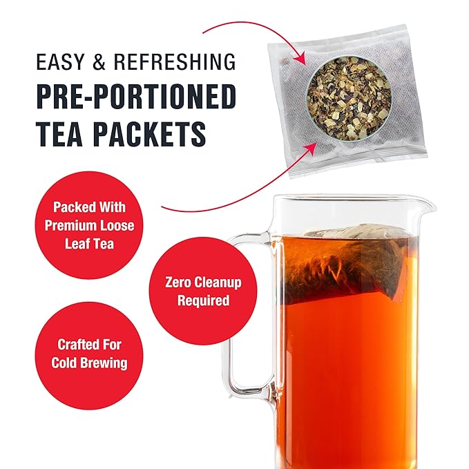 Tiesta Tea - Strawberry Lemonade Cold Brew Tea, Loose Leaf, Strawberry Lemon Herbal Blend, Premium Iced Blends, Non-Caffeinated Iced Drink, 10 Cold Brew Bags, Makes 64oz Pitcher Each