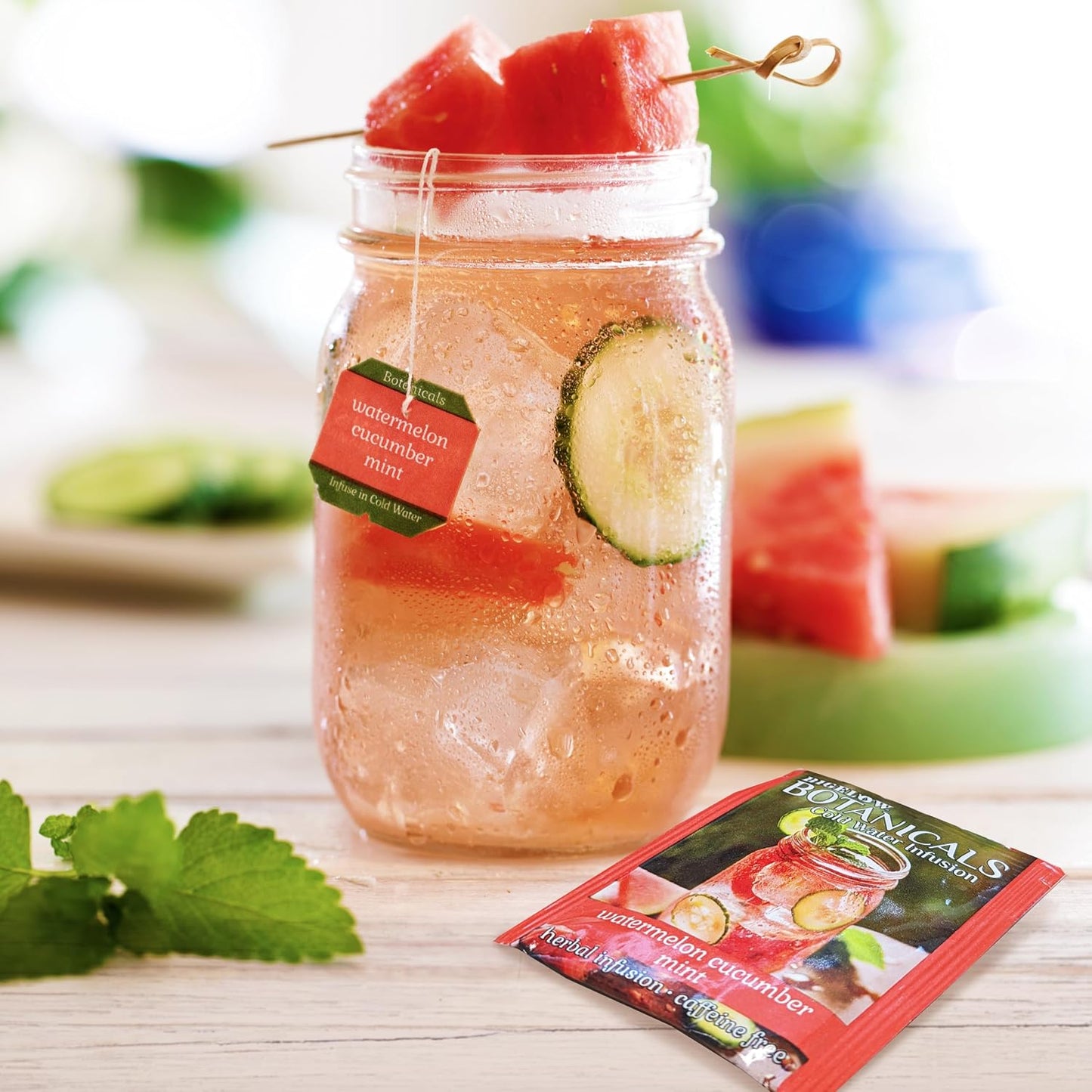 Bigelow Botanicals Watermelon Cucumber Mint Cold Water Infusion | Caffeine Free Herbal Tea with Watermelon, Cucumber and Mint Flavor, 18 Count (Pack of 6), 108 Total Tea Bags