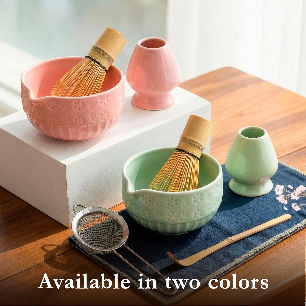 BLOOMORA Matcha Set, Ceramic Kit with Bowl, Bamboo Whisk and Scoop, Tea Ceremony