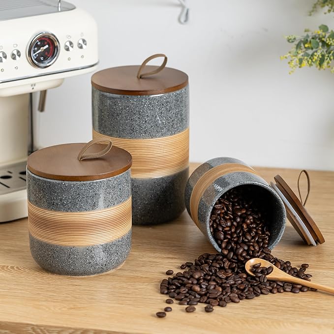 Spice Jars with Airtight Lid, Coffee Container Canister Kitchen Food Storage Jars for Spice Sugar Tea Bag, Stackable Decorative Jars for Countertop