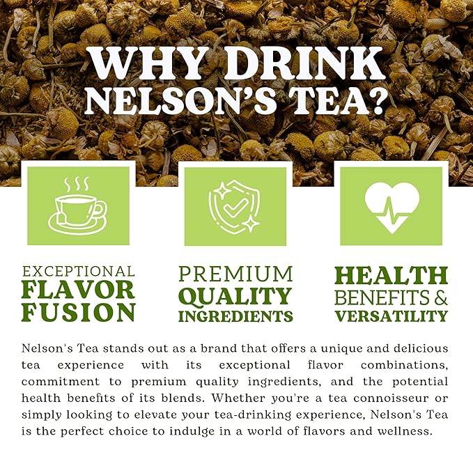Nelson's Tea Chamomile Honey Vanilla - Caffeine-Free - Herbal Loose Leaf Tea, Curated Blend with Honeybush, Chamomile, Lemongrass, Licorice Root