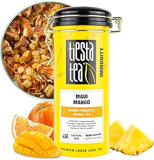 Tiesta Tea Maui Mango, Loose Leaf, Mango Pineapple Herbal Tea, Premium Non-Caffeinated Fruit Blend, Makes Hot or Iced & Brews Up to 50 Cups, 5.5 Ounce Refillable Tin