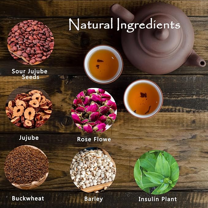 Redmint Absolute Rest Herbal Tea, Natural Sleep Tea Bag for Relaxation and Sleep Support, Rooted in TCM Ingredients with Jujube Date, Barley and Rose