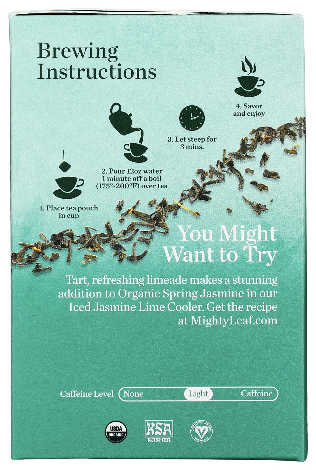 Mighty Leaf Tea Organic Spring Jasmine, Whole Leaf Pouches, 15 ct