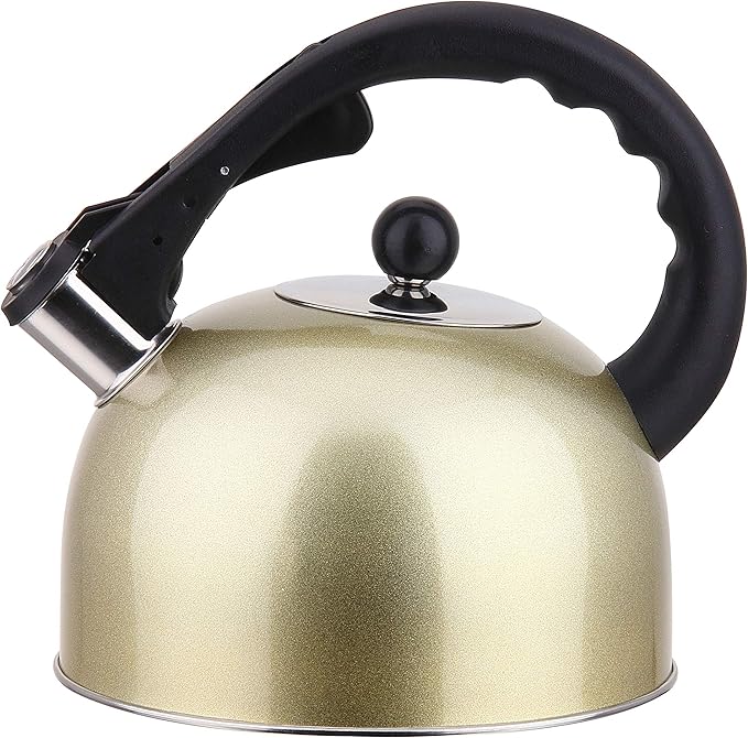 Stainless Steel Stovetop Whistling Tea Kettle 3 Liter (3-Quart) Classic Teapot with Ergonomic Handle