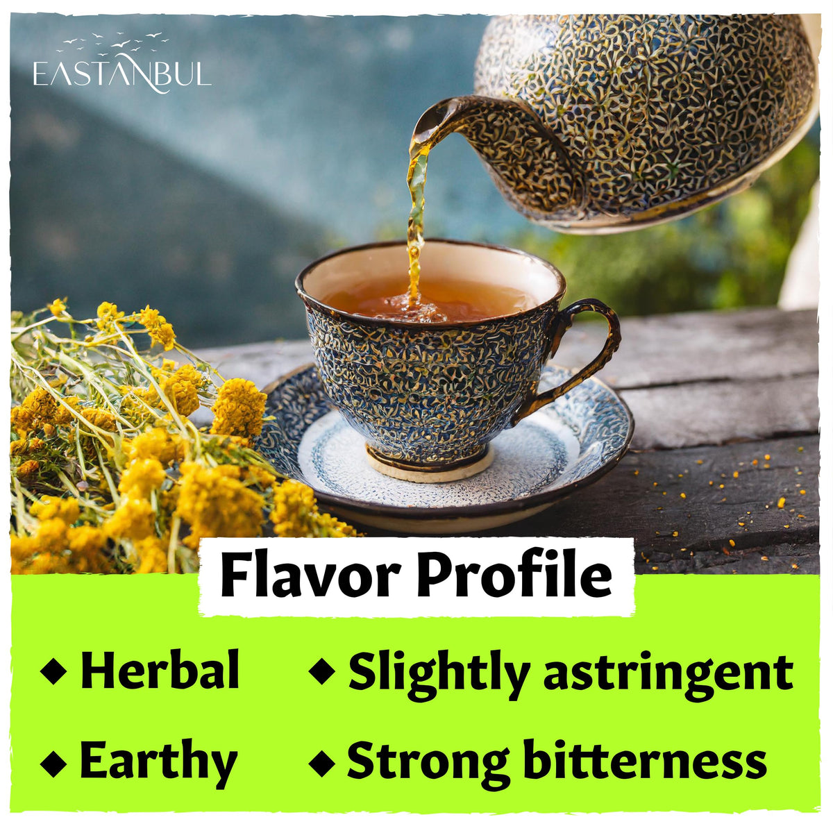 Eastanbul Yarrow Tea, Loose Leaf Herb, Caffeine Free, Natural,1.4oz