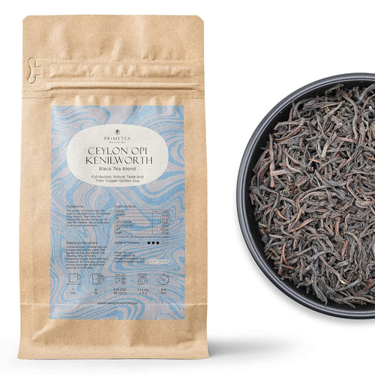 Prime Tea - Ceylon OPI Kenilworth - Black Loose Leaf Tea - 8oz 100% Organic, Pure Unblended, Single Origin, Hand Picked. Famous Quality, Pleasant Flavor, Slightly Tangy, Aromatic Cup with Bright Color (Ceylon OPI Kenilworth, 8 Ounce)