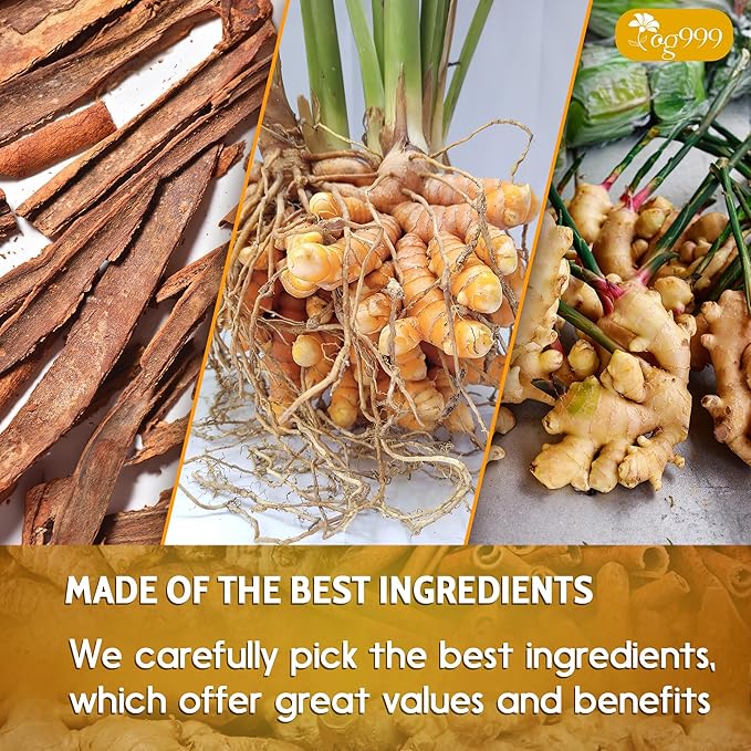 TOG999, 120 Bags Premium Turmeric Ginger Cinnamon Tea. Upgraded Version. Improve Digestion, Support Brain, Weight, Skin and Sleep. Eco-Conscious Tea Bags. No Sugar, No Caffeine, No Gluten, Vegan.