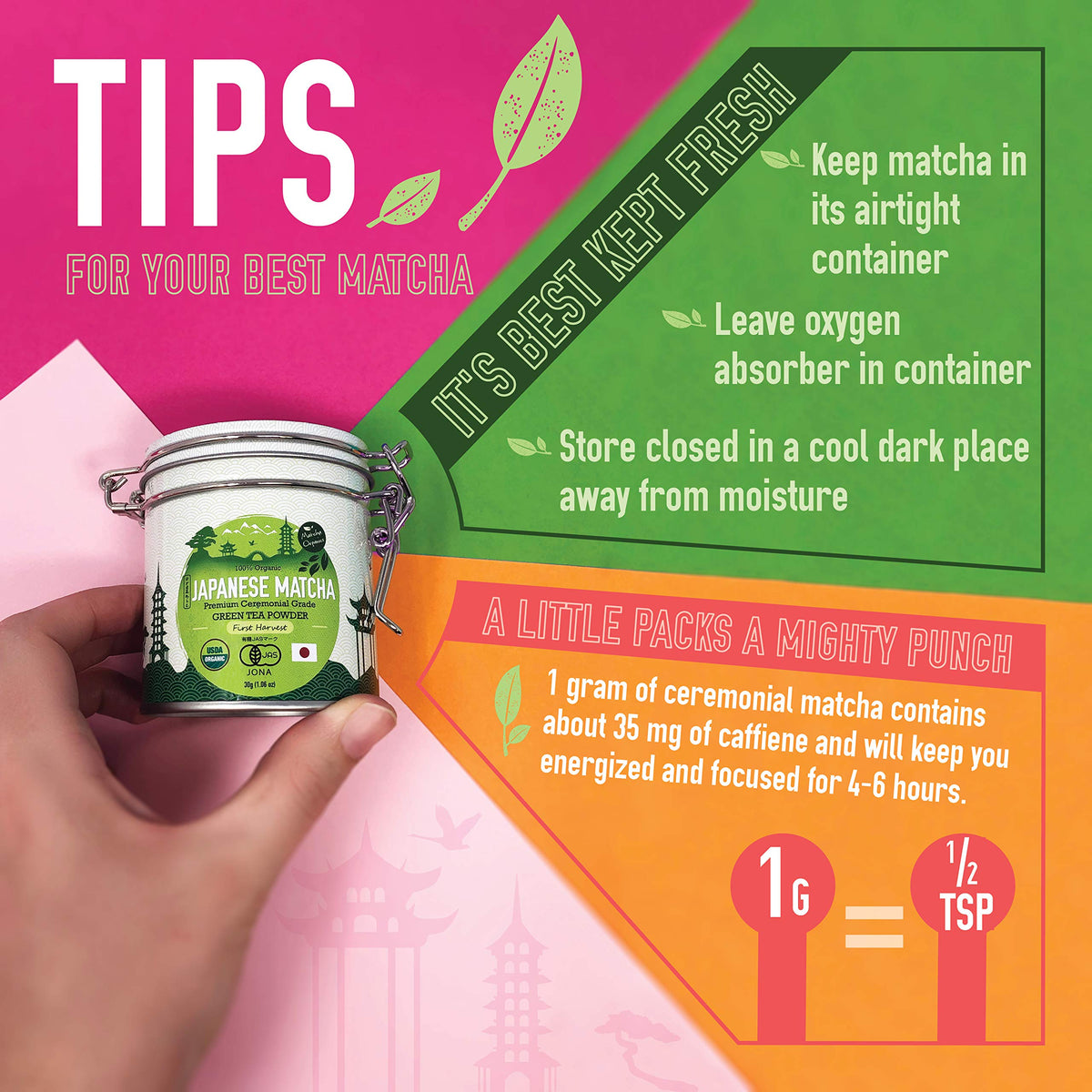Matcha Organics - Premium Ceremonial Grade Matcha Green Tea Powder - Authentic 1st Harvest Japanese Green Tea - USDA & JAS