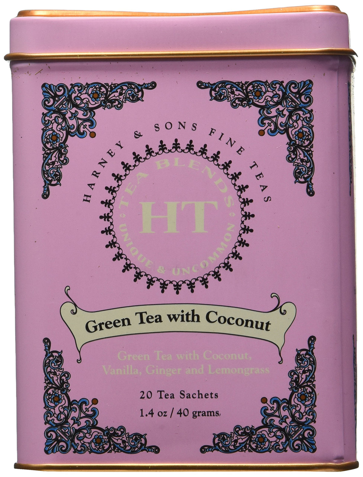Harney & Sons Harney and Sons Fine Teas, Green Tea with Coconut, 20 Sachets (Pack of 3)