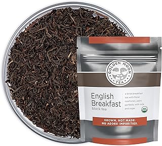 Golden Moon Tea Organic English Breakfast Black Tea - Loose Leaf, Non-GMO 4 Tea Blend - 1 Pound (192 Servings)