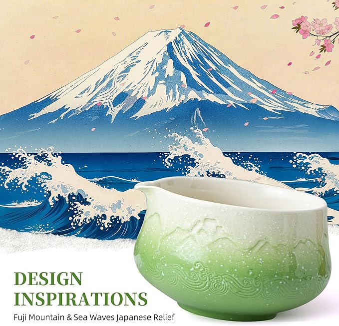 Teanagoo 7 Pcs Matcha Whisk Set,Green Matcha Set, Ceremony Matcha Powder Kit,Matcha Tea Set for Making Latte